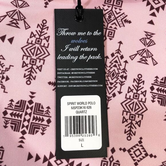 Greyson Shirt Mens Large Pink Spirit World Polo Golf Performance Stretch Aztec - Picture 2 of 7